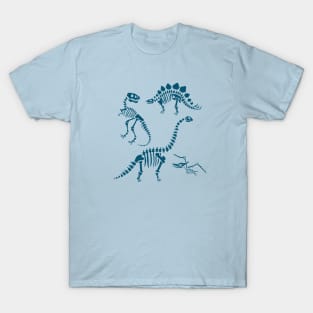 Dinosaur Fossils in Blue T-Shirt